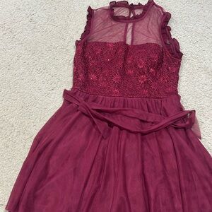 City Studio Burgundy Lace Kids Dress